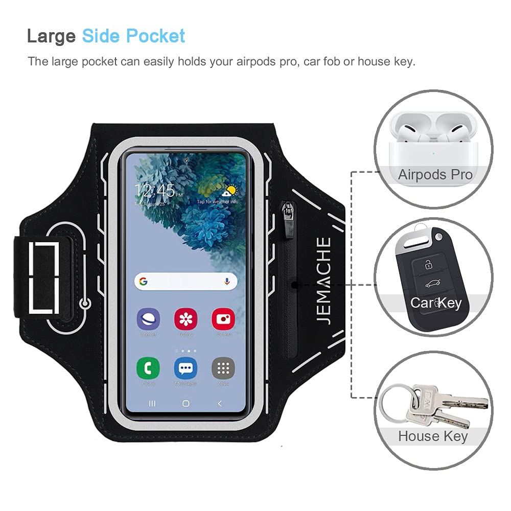 JEMACHE JEMACHE Armband for Samsung Galaxy S25 S24 S23 S22 S21 Ultra Plus FE Gym Running Workouts with Earbuds Holder Black - View 5 of 8