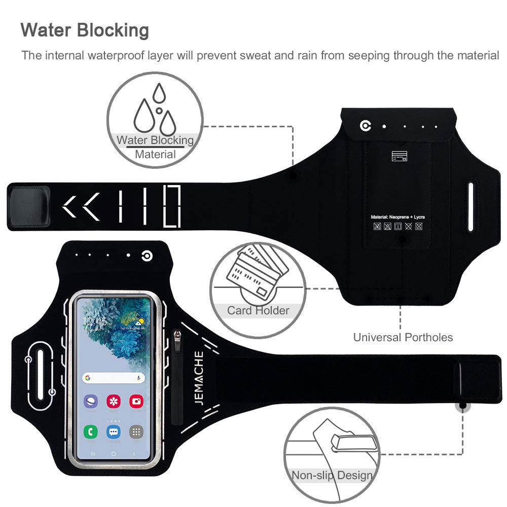JEMACHE JEMACHE Armband for Samsung Galaxy S25 S24 S23 S22 S21 Ultra Plus FE Gym Running Workouts with Earbuds Holder Black - View 6 of 8