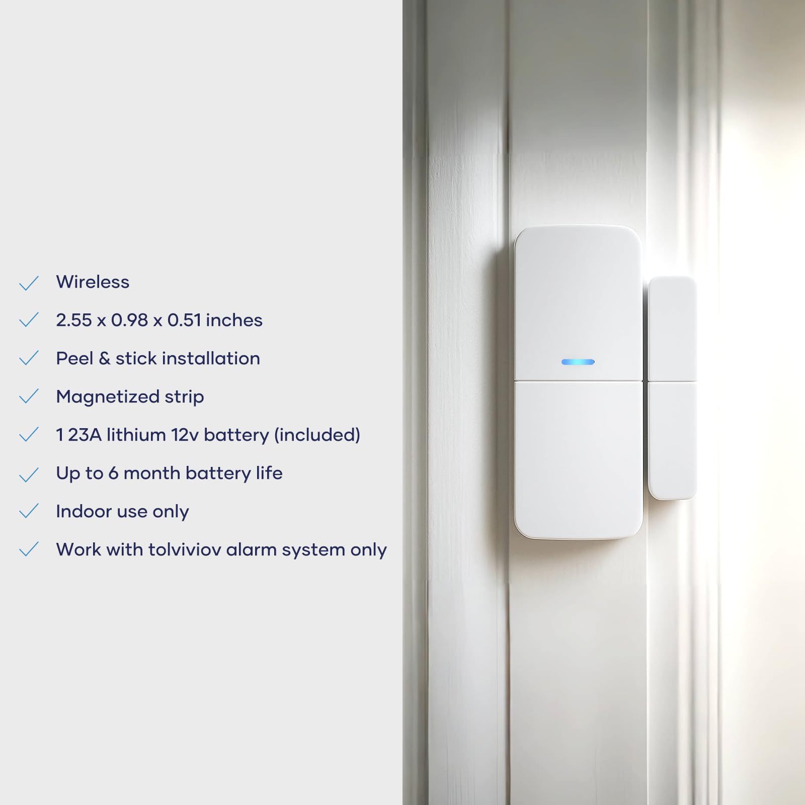 Entry Sensor Pack of 1 for Window and Door Protection Compatible with tolviviov Home Security System - View 2 of 7