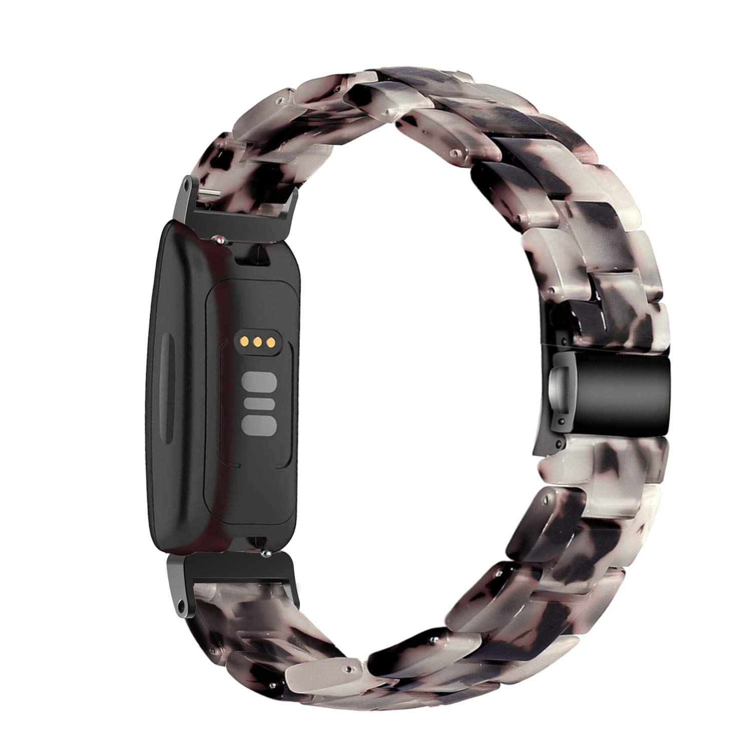 Wongeto Resin Wristband Strap for Fitbit Inspire 2 Inspire HR Bands for Women Flower Grey Stylish Accessory - View 2 of 7