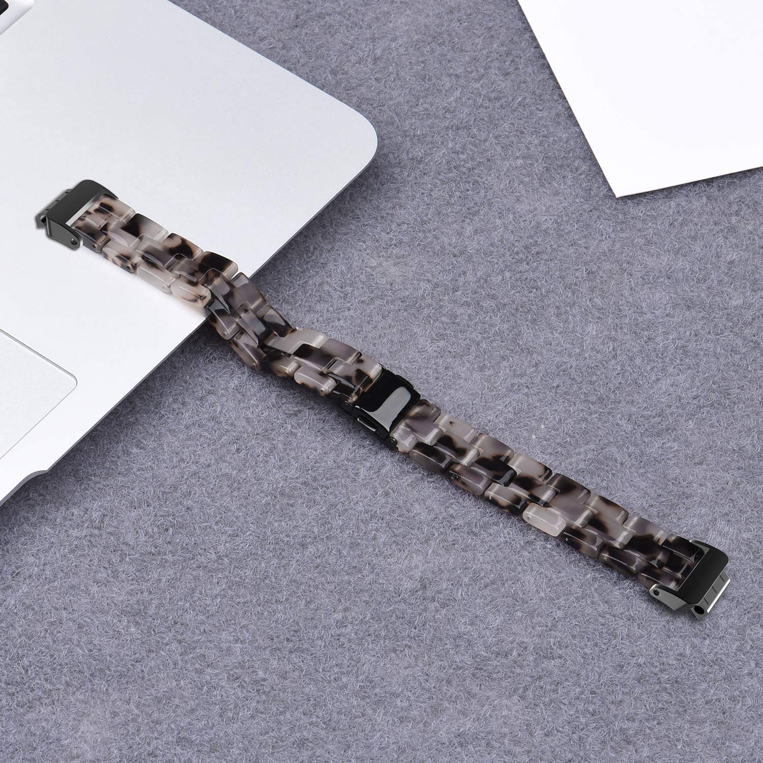 Wongeto Resin Wristband Strap for Fitbit Inspire 2 Inspire HR Bands for Women Flower Grey Stylish Accessory - View 6 of 7