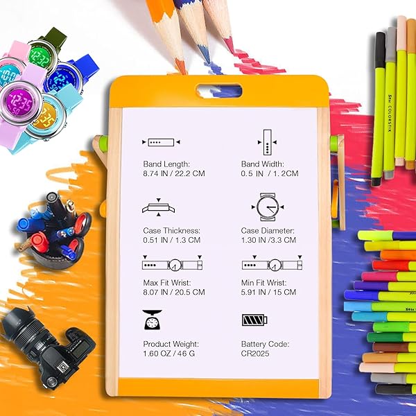 cofuo Kids Digital Waterproof Sport Watch for Girls and Boys LED Alarm Stopwatch Wristwatch for Ages 3 to 12 Outdoor Activities - View 8 of 8