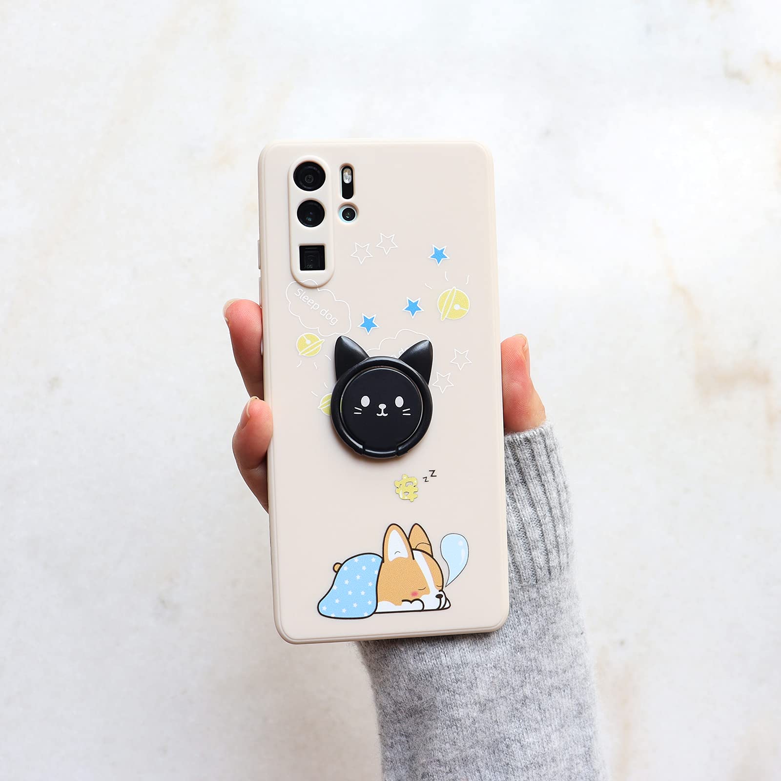 LaMignonne Ultra-Thin Cute Cat Cell Phone Ring Holder 360 Rotation Finger Grip Compatible with All Smartphones Black - View 2 of 9