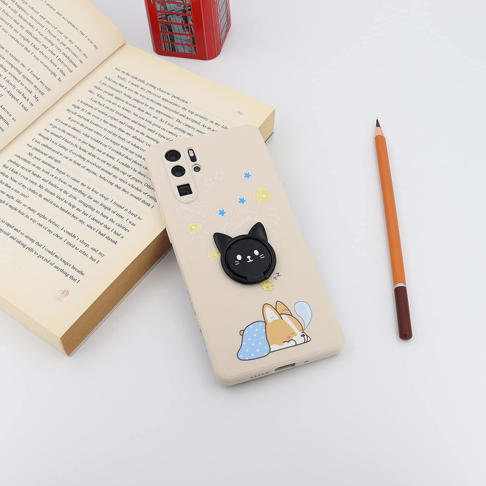 LaMignonne Ultra-Thin Cute Cat Cell Phone Ring Holder 360 Rotation Finger Grip Compatible with All Smartphones Black - View 3 of 9