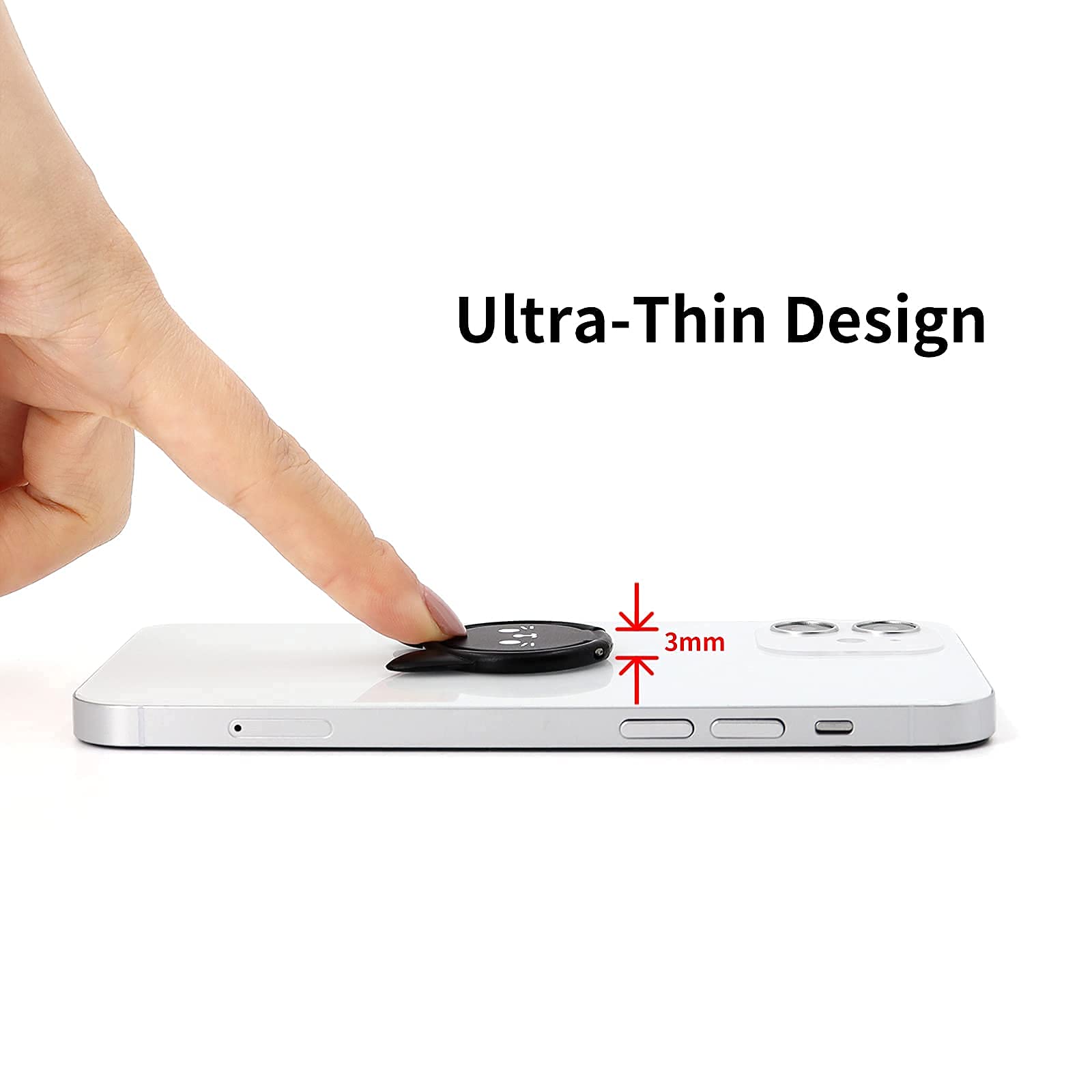 LaMignonne Ultra-Thin Cute Cat Cell Phone Ring Holder 360 Rotation Finger Grip Compatible with All Smartphones Black - View 4 of 9