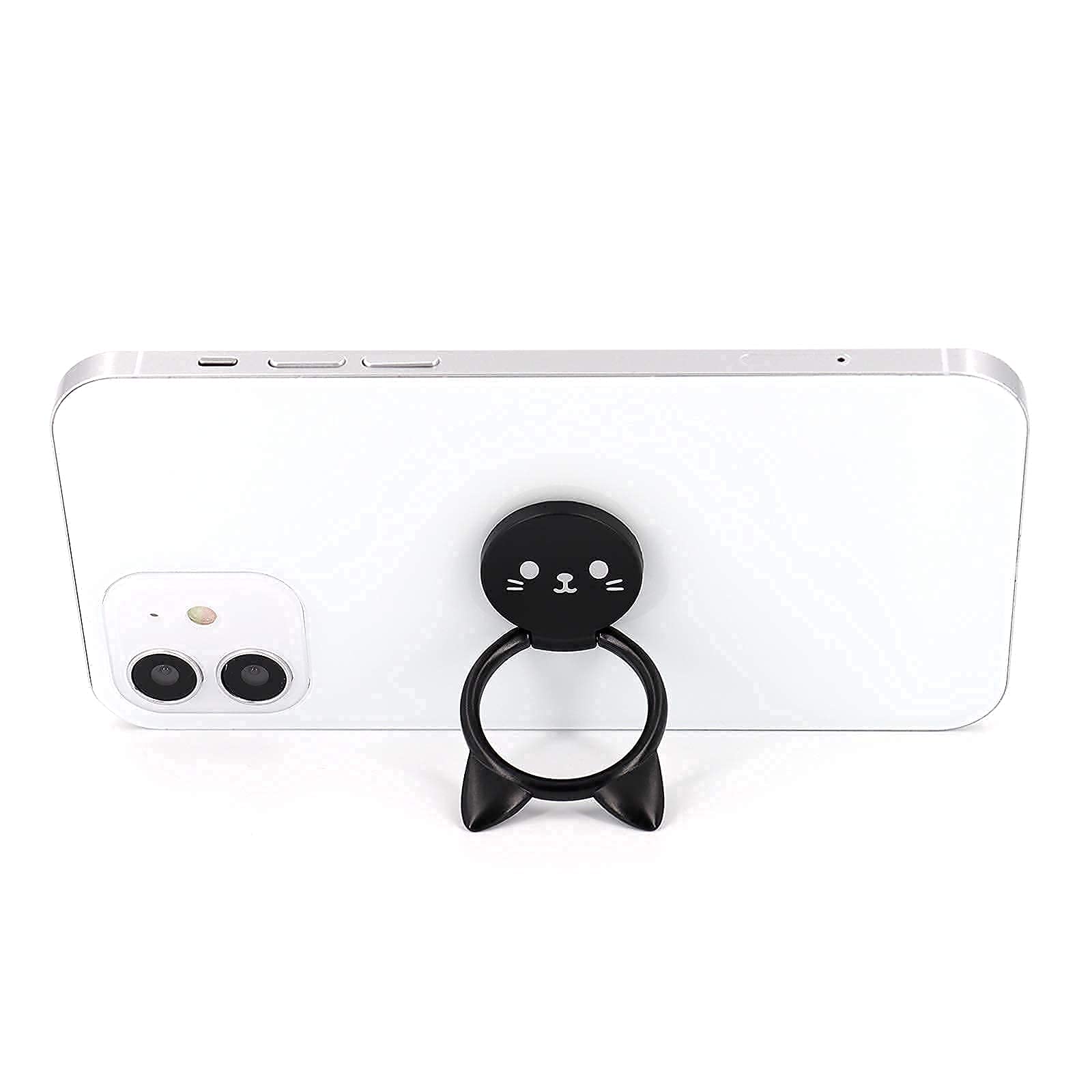 LaMignonne Ultra-Thin Cute Cat Cell Phone Ring Holder 360 Rotation Finger Grip Compatible with All Smartphones Black - View 9 of 9
