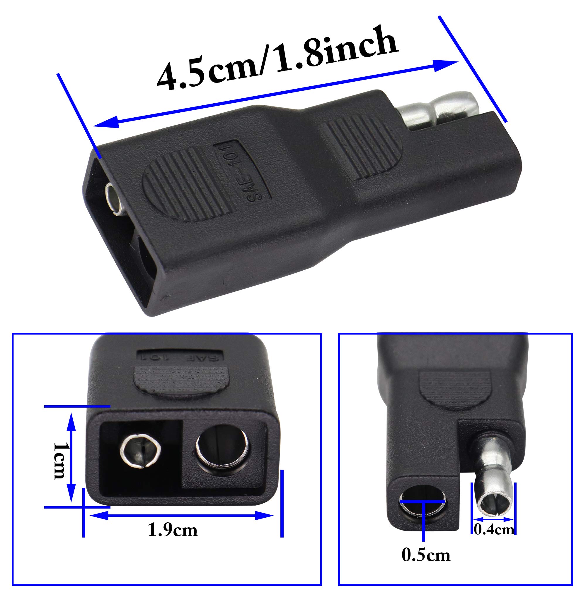 ZdyCGTime SAE to SAE Polarity Reverse Adapter 2Pin Connector for Solar Panel Power Male to Female Plug Quick Disconnect Extension Cable 4Pack - View 2 of 7