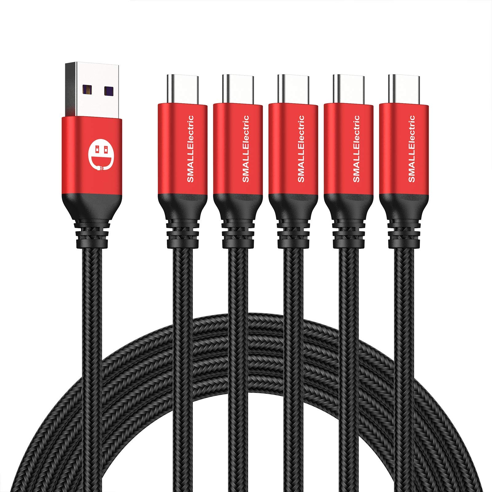 10ft USB C Cable 5Pack Extra Long Fast Charging Braided Cord Compatible with Galaxy S10 S20 Note 10 LG V50 V40 G8 G7 Red