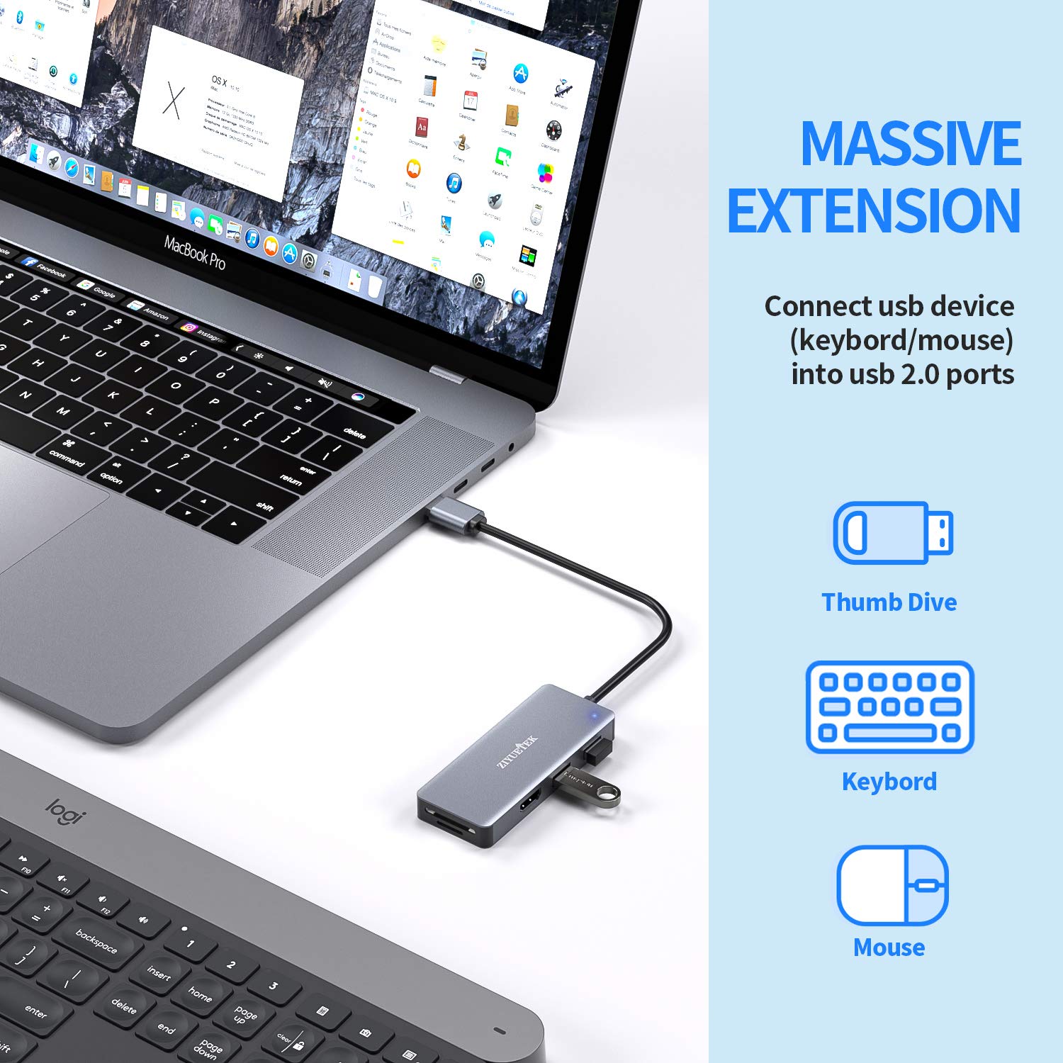 USB to HDMI Adapter 5-in-1 USB Hub 3.0 with 1080p HDMI for PC Laptop Desktop 2 USB Ports SD Micro SD Card Reader Windows MACOS - View 5 of 7