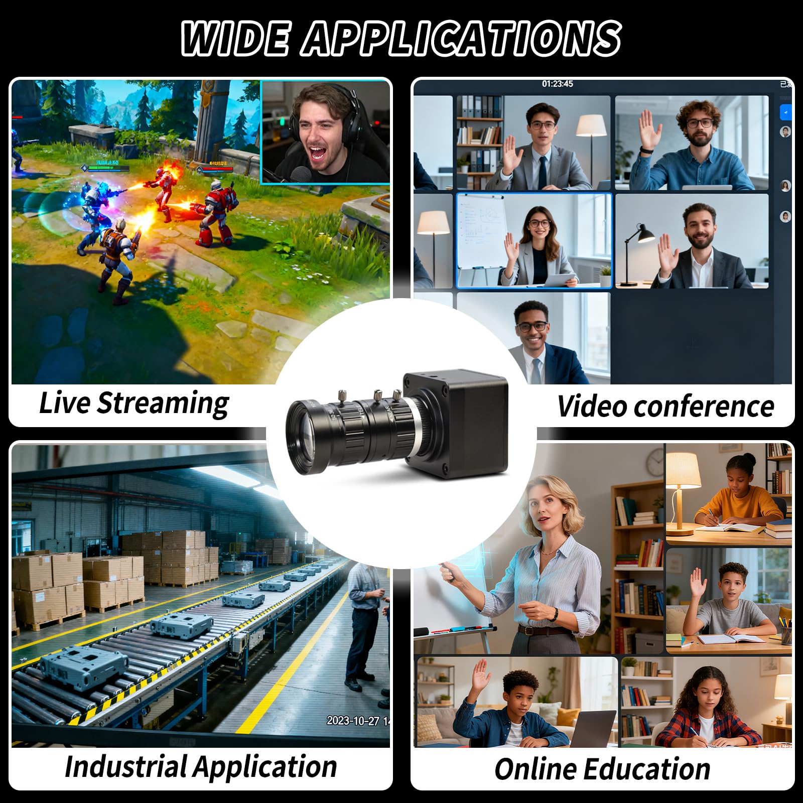 MOKOSE USB Webcam 4K 30fps C-Mount Telephoto Zoom Lens Compatible with Windows Mac OS X Linux - View 7 of 7