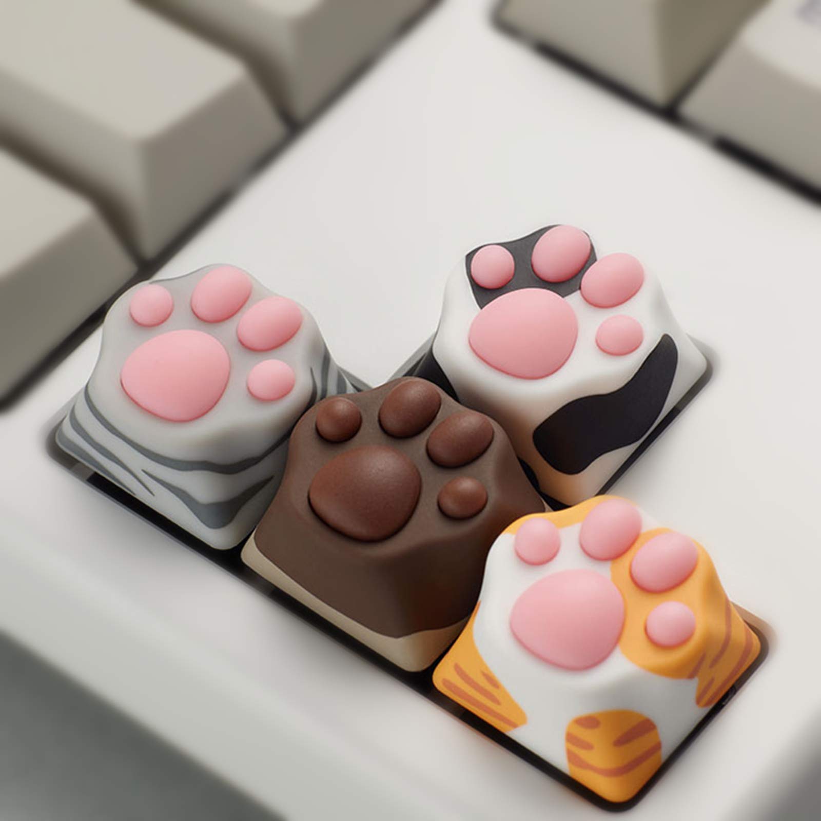 SYA SYA ZOMOPLUS Cute Cat Claws Keycaps 3D Model OEM Profile for Cherry MX Mechanical Gaming Keyboard 4 Pack Custom Key Caps - View 3 of 9