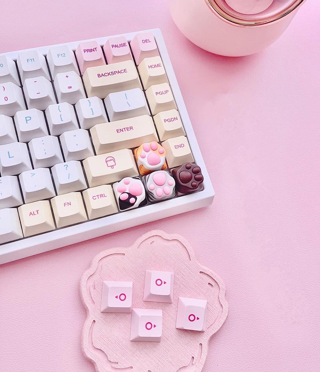 SYA SYA ZOMOPLUS Cute Cat Claws Keycaps 3D Model OEM Profile for Cherry MX Mechanical Gaming Keyboard 4 Pack Custom Key Caps - View 8 of 9