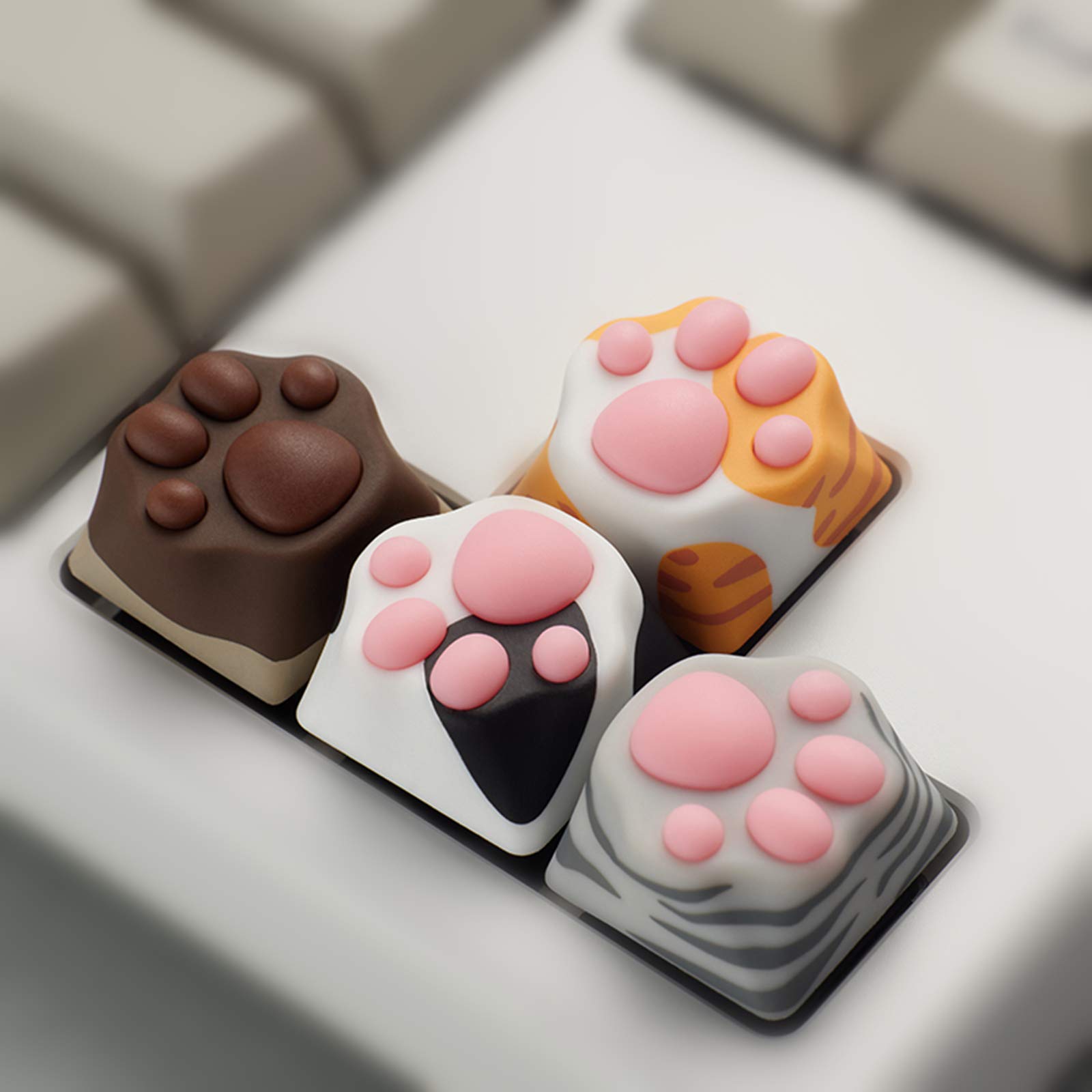 SYA SYA ZOMOPLUS Cute Cat Claws Keycaps 3D Model OEM Profile for Cherry MX Mechanical Gaming Keyboard 4 Pack Custom Key Caps - View 9 of 9