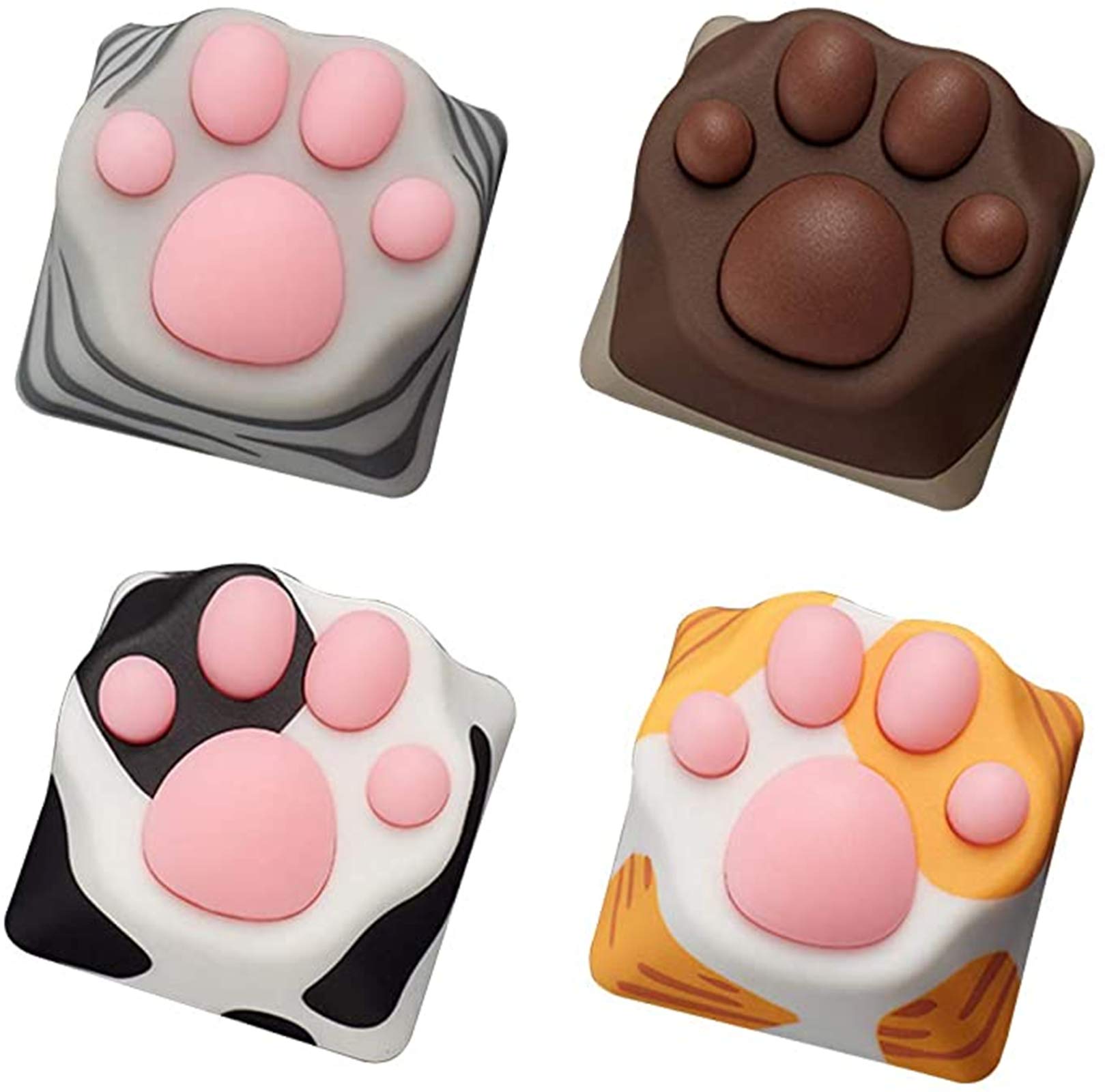 SYA SYA ZOMOPLUS Cute Cat Claws Keycaps 3D Model OEM Profile for Cherry MX Mechanical Gaming Keyboard 4 Pack Custom Key Caps