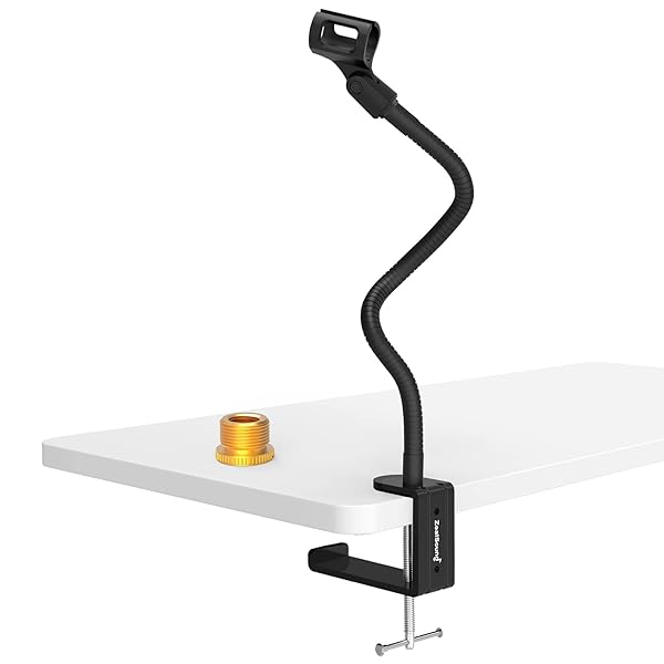 ZealSound ZealSound Microphone Stand,Flexible Gooseneck Desktop Mic Stands Holder with Heavy Duty Desk Clamp,3/8&amp;quot; to 5/8&amp;quot; Screw Adapter Include 360 Adjustable Compact Mic Arm for Blue Snowball Ice Spark (Black)