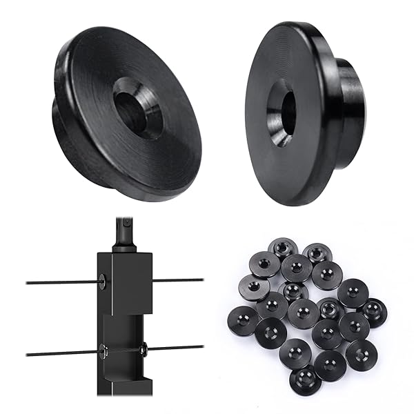 Muzata "Muzata 20 Pack Black 1/8" Level Wheel Protector Sleeve for Metal Posts - T316 Stainless Steel Cable Railing Kit"