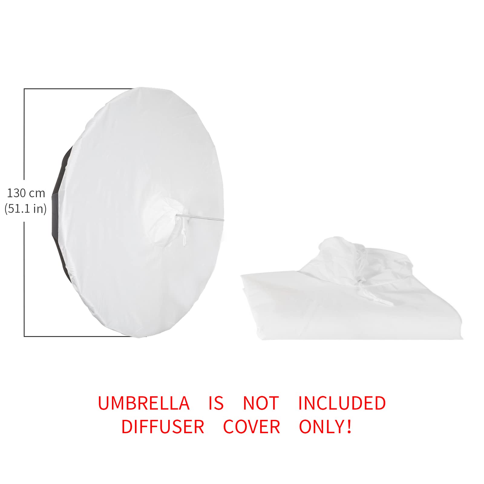 Selens 51 Inch Photography Umbrella Diffuser Soft Cloth for Studio Flash and Speed Light Compatible with 51 Inch Umbrella - View 6 of 6