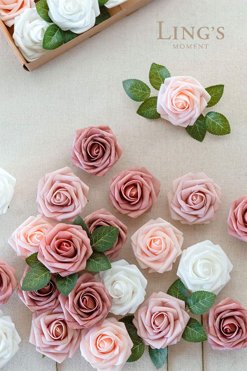 Ling's Moment 50Pcs Dusty Rose Artificial Foam Roses Realistic Floral Decor for Weddings Centerpieces Outdoor Parties and Home Decorations - View 7 of 7