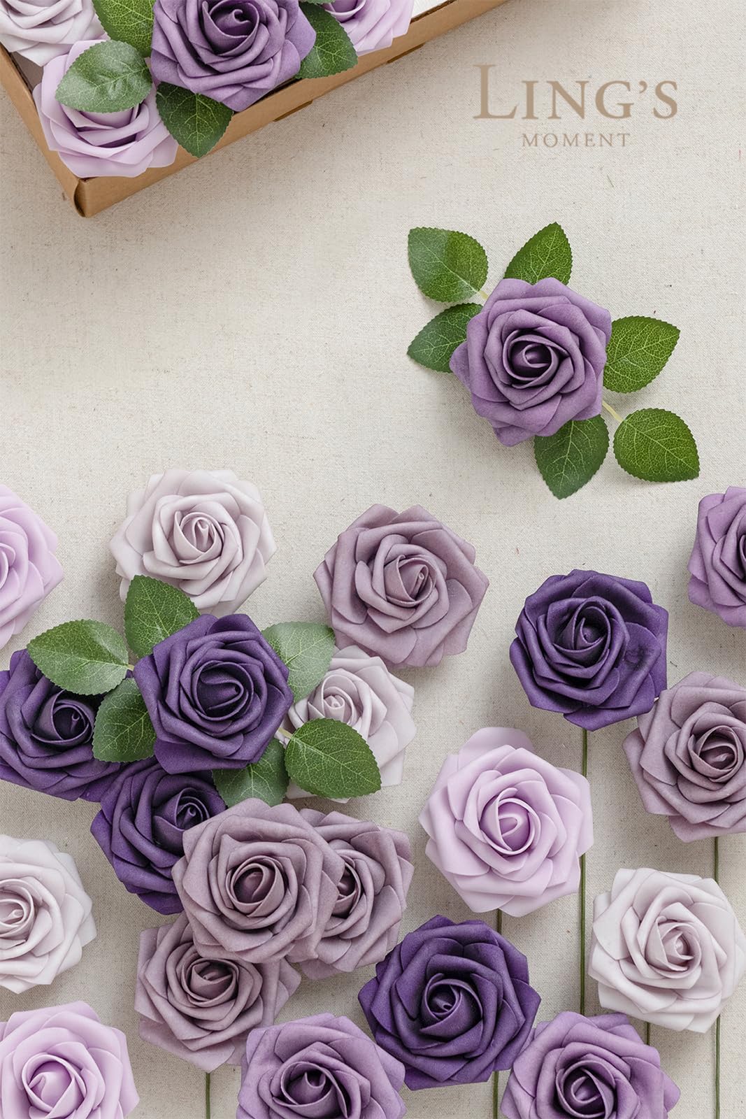 Ling's Moment 50Pcs Purple Roses Realistic Foam Flowers for Wedding Bouquets Centerpieces Outdoor Party Decor Room Table Garden Decorations - View 2 of 8
