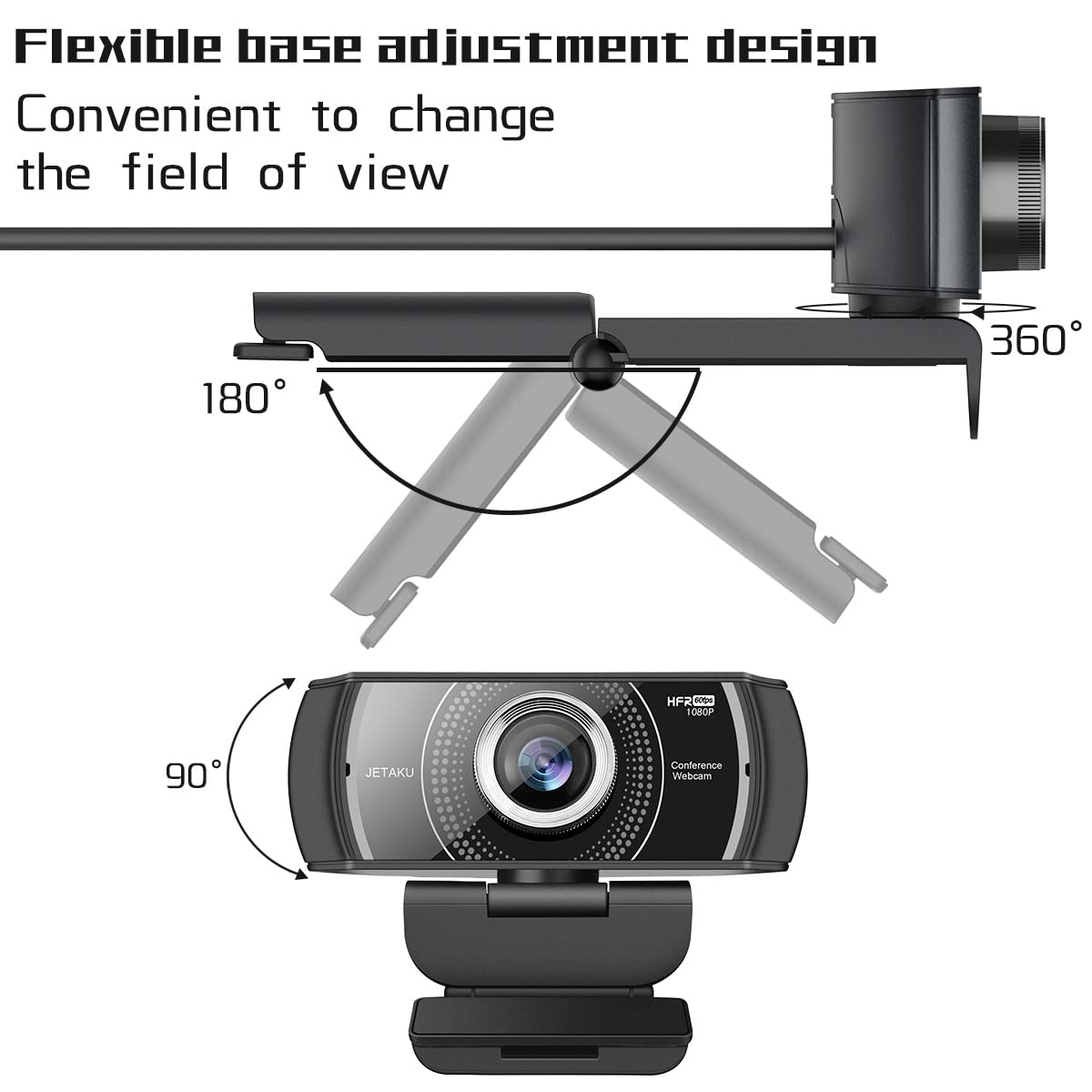 JETAKu 1080P Webcam with Microphone Privacy Cover Autofocus Dual Noise-Cancelling Mics for Gaming Laptop Mac Zoom YouTube Video Calling - View 7 of 7