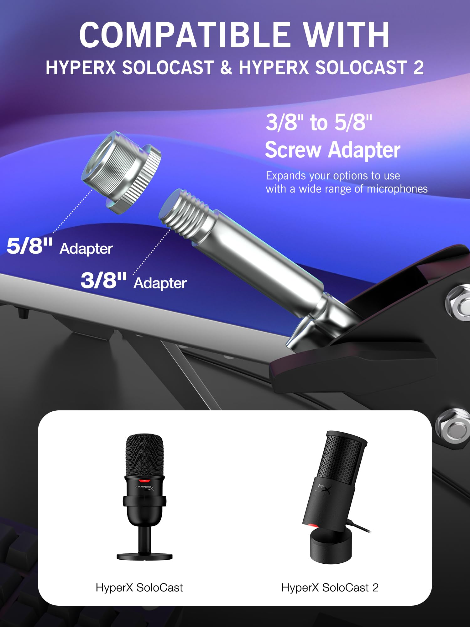 Adjustable Boom Arm Mic Stand for HyperX SoloCast Gaming Microphone by SUNMON Perfect for Streaming and Recording - View 2 of 7