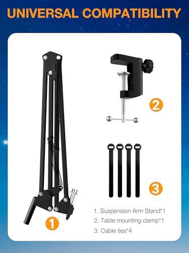 SUNMON "QuadCast Boom Arm: Versatile Mic Stand for HyperX, Blue Yeti & More - SUNMON Desk Mount with 3/8" to 5/8" Adapter" - View 8 of 9