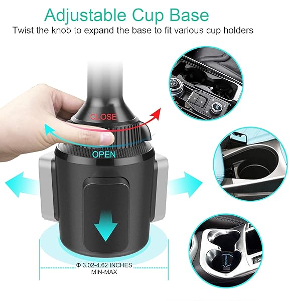 OQTIQ Universal Magnetic Phone Mount for Car Cup Holder - Fits iPhone, Samsung, LG & More - Extra Strong 6 Magnet Design - View 4 of 8