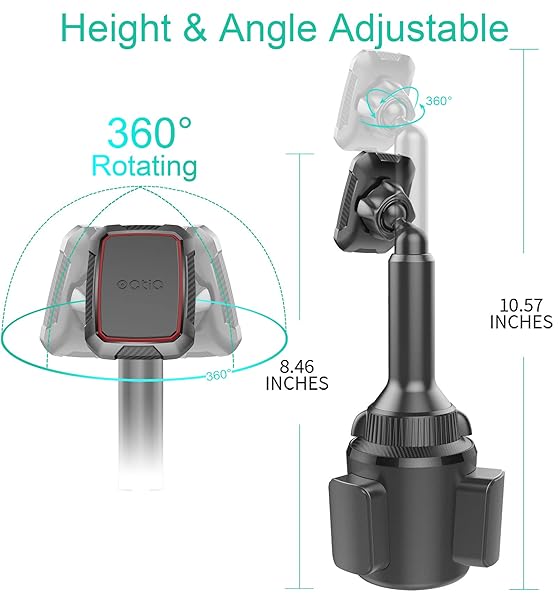 OQTIQ Universal Magnetic Phone Mount for Car Cup Holder - Fits iPhone, Samsung, LG & More - Extra Strong 6 Magnet Design - View 5 of 8