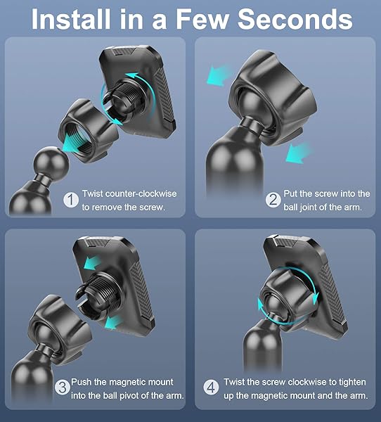 OQTIQ Universal Magnetic Phone Mount for Car Cup Holder - Fits iPhone, Samsung, LG & More - Extra Strong 6 Magnet Design - View 6 of 8