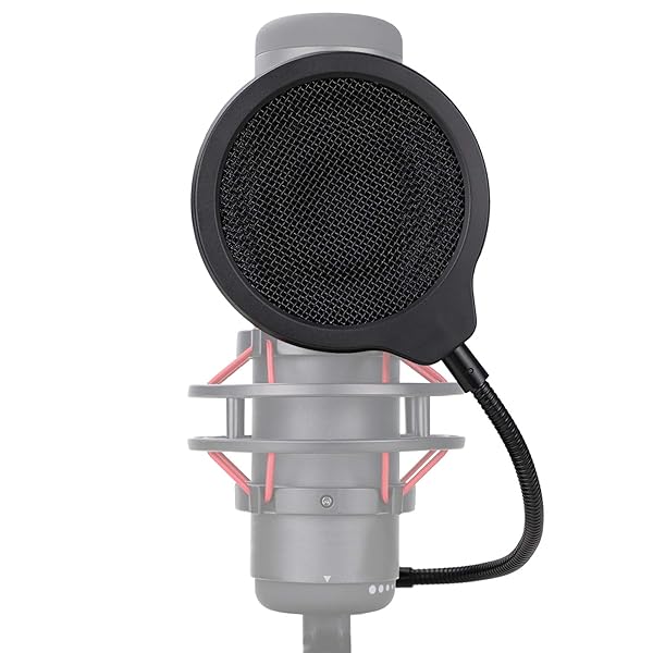 SUNMON QuadCast Mic Pop Filter Mask Shield for HyperX QuadCast Microphone 4 Inch 3 Layers Windscreen with Flexible Gooseneck Clip by SUNMON
