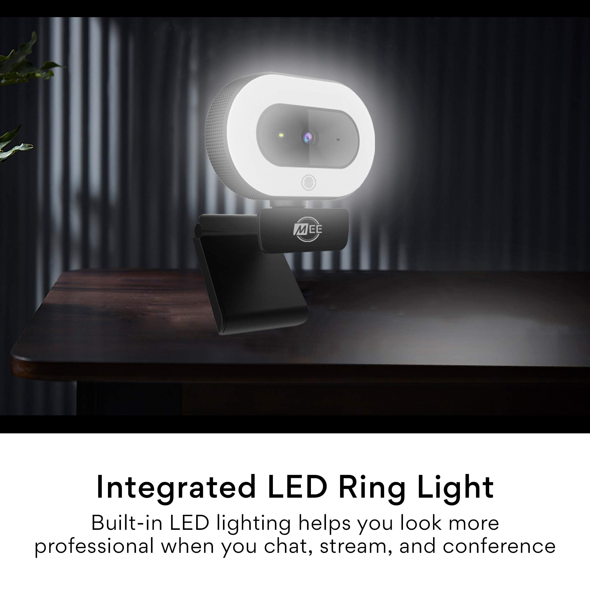 MEE audio CL8A 1080p HD Webcam with Ring Light Microphone Autofocus Low Light Correction for Video Calling on PC Mac Laptop - View 2 of 9