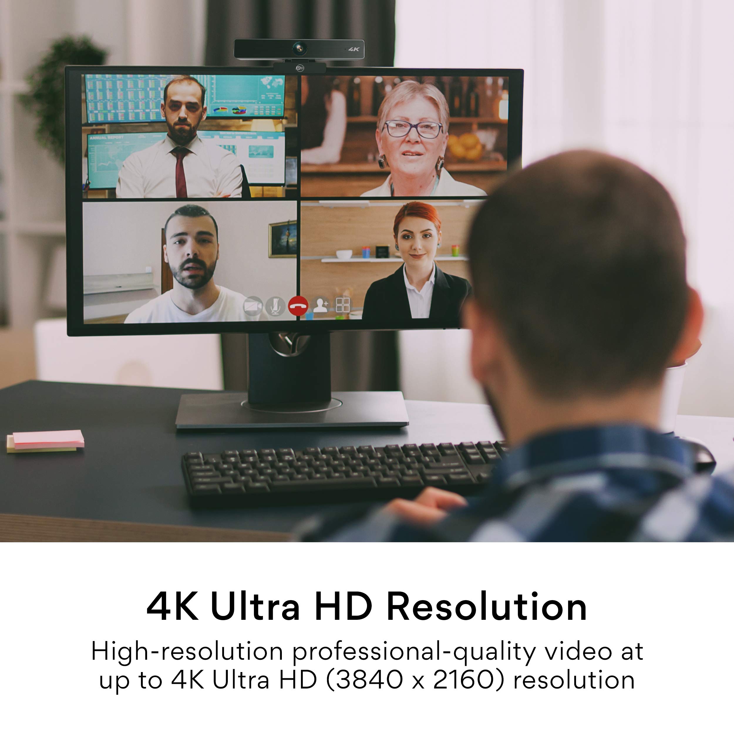 MEE audio C11Z 4K Ultra HD Webcam with ANC Microphones and Privacy Cover for Zoom Video Conferencing on PC Mac Laptop Desktop - View 2 of 9