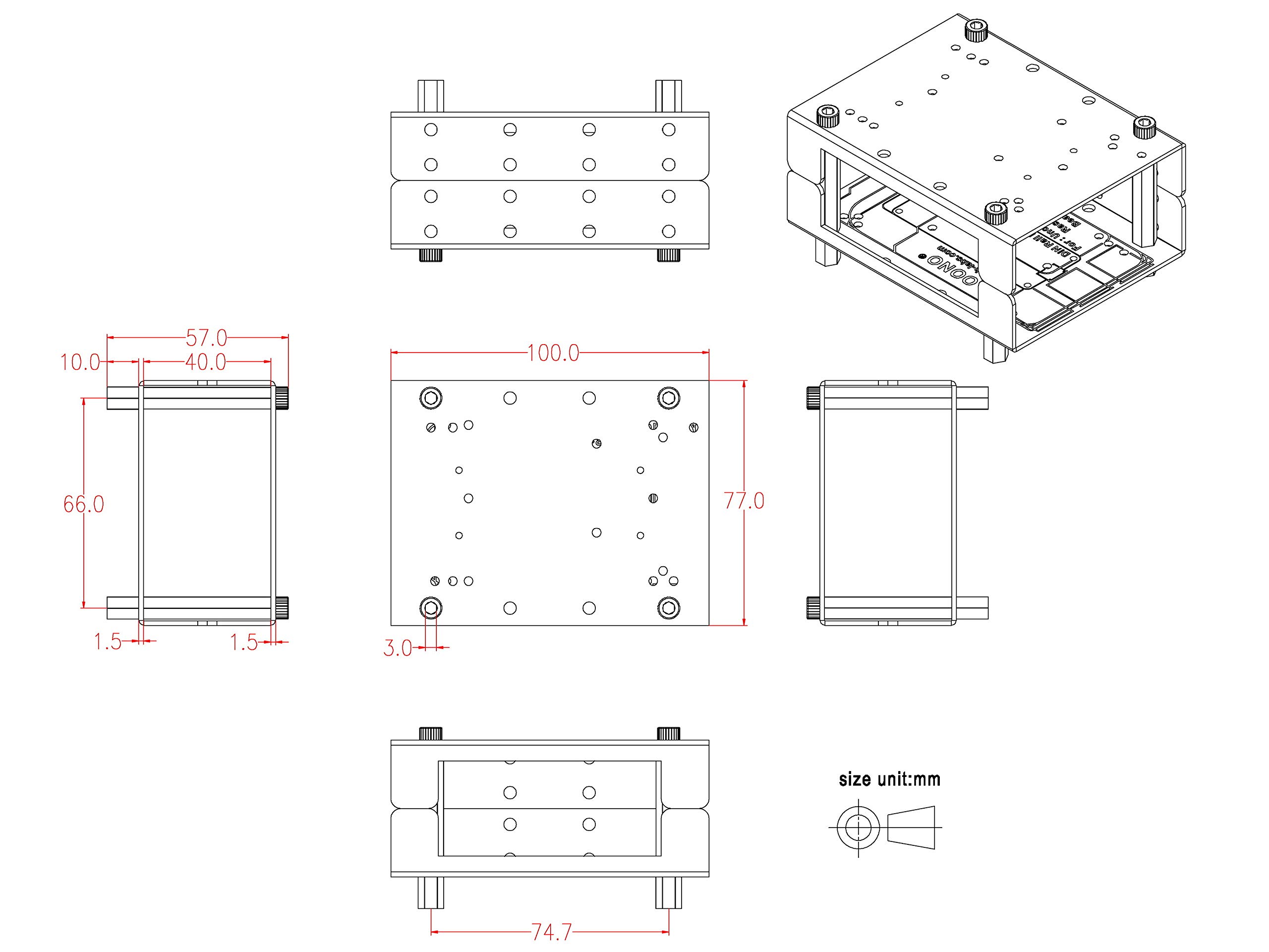 OONO Semi Enclosed Enclosure Kit for Raspberry Pi BeagleBone Arduino UNO Mega Durable Protection and Easy Access - View 6 of 8