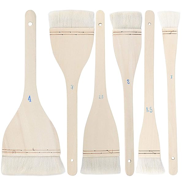 ZEONHEI ZEONHEI 6 PCS Hake Brush Set - Soft Goat Hair Brushes for Watercolor & Pottery Painting with Wooden Handles