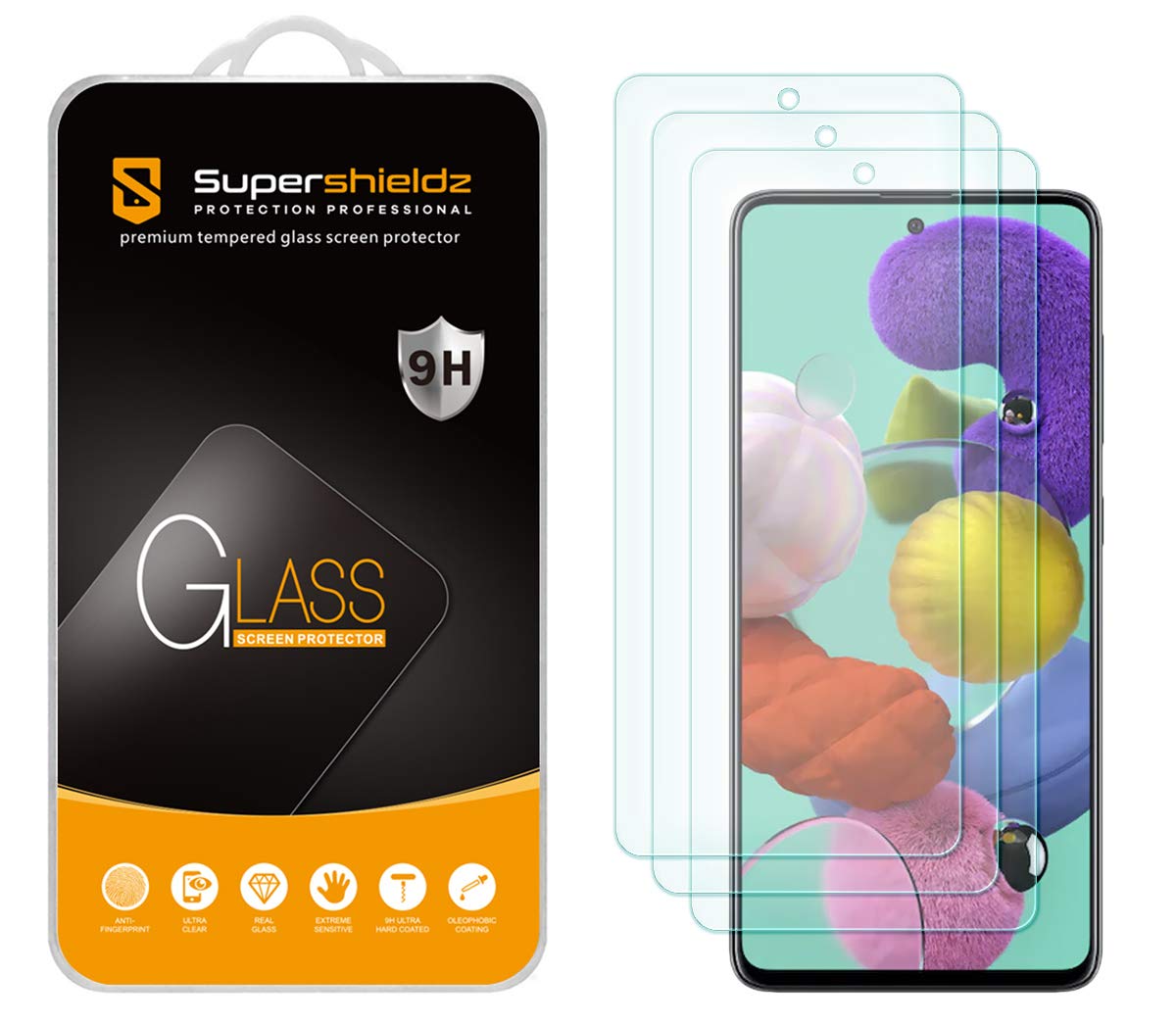 Supershieldz 3 Pack Tempered Glass Screen Protector for Samsung Galaxy A72 A72 5G Anti Scratch Bubble Free