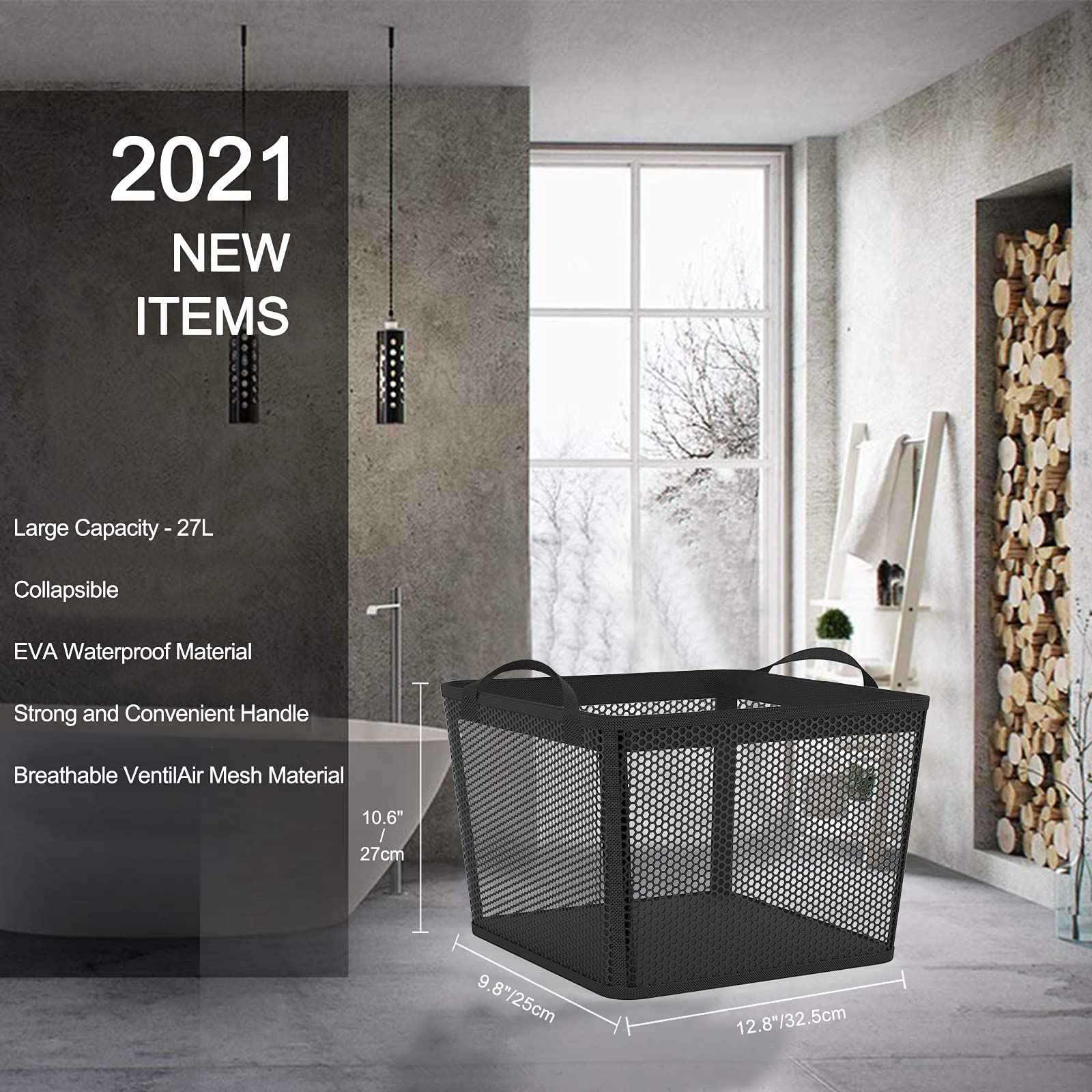 NPET 27L Collapsible Laundry Basket Waterproof Hamper for Bedroom Dormitory Clothes Storage Bin - View 2 of 6