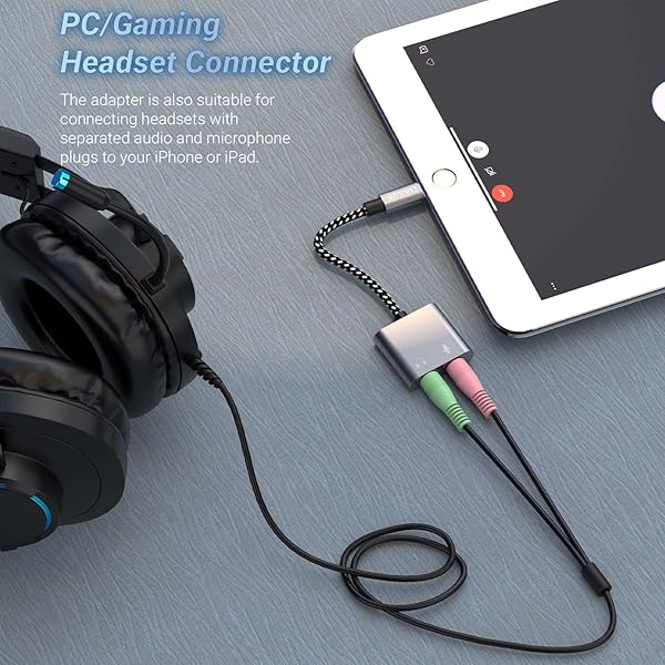 Cubilux Cubilux Lightning to 3.5mm Microphone Adapter for iPhone 14/13/12/11/SE/Xr/Xs Max - Audio & MIC Splitter for iPad - View 6 of 8