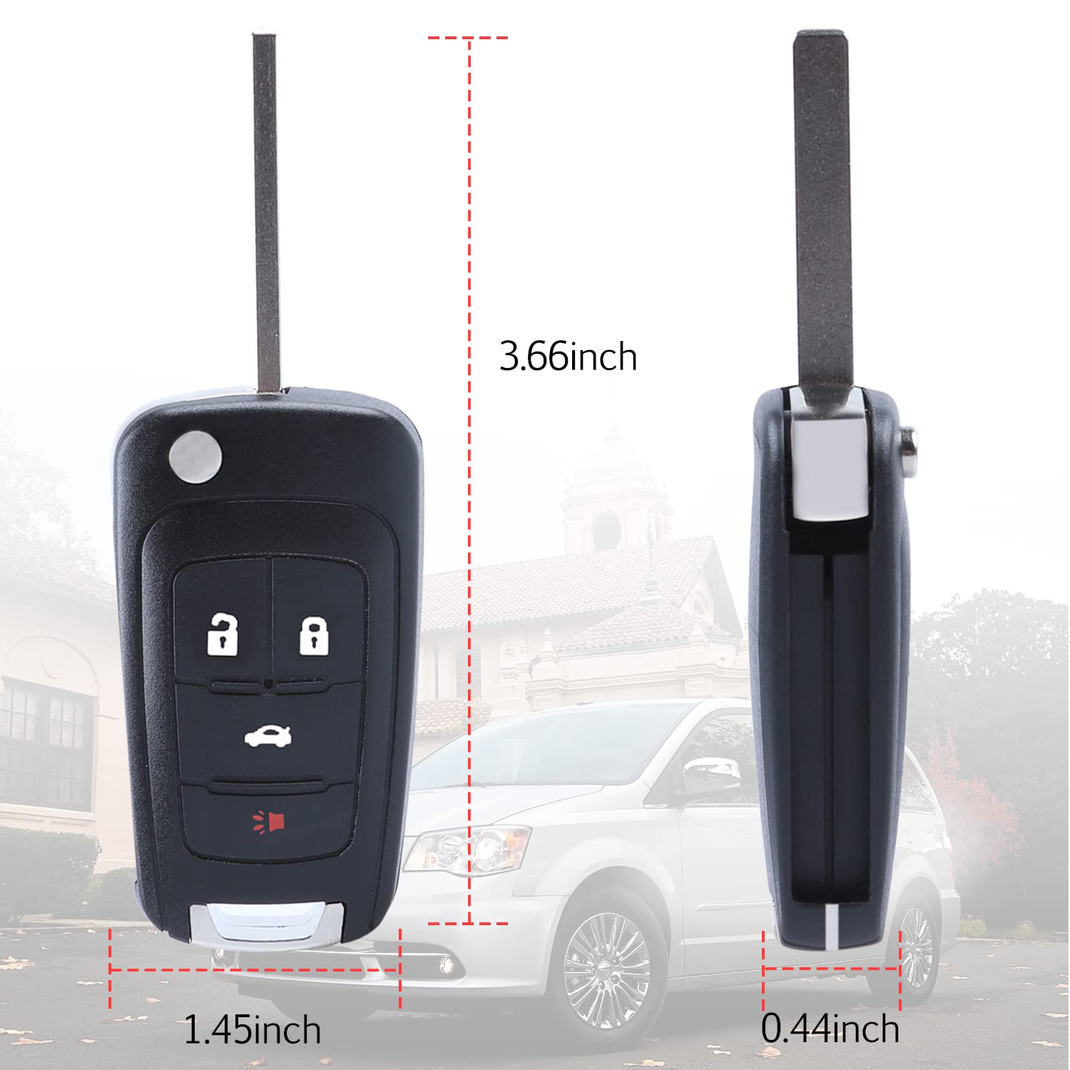 Keyless Entry Remote Flip for 2010-2017 Chevy Equinox Sonic Malibu Camaro Cruze and 2010-2016 Buick Lacrosse Regal Verano Pack of 2 - View 5 of 6