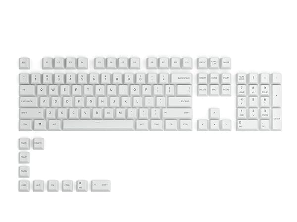 Glorious GPBT Arctic White Keycaps - Thick PBT 114 Set for Full Size, TKL & 75% Mechanical Keyboards