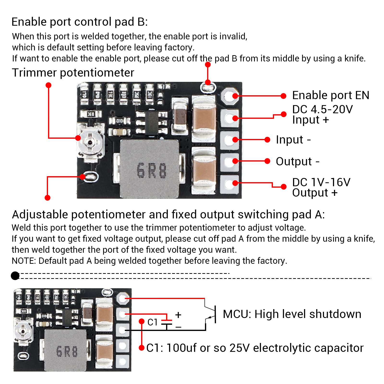 DROK DC 12V to 5V Buck Converter 10pcs Mini Voltage Regulator Board Step Down Power Supply Stabilizer Module 3A Adjustable Output - View 3 of 8