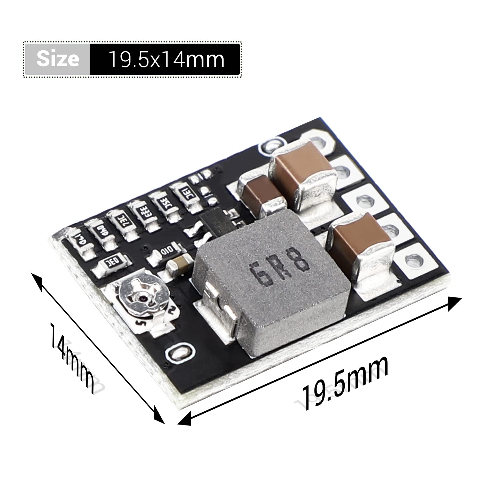 DROK DC 12V to 5V Buck Converter 10pcs Mini Voltage Regulator Board Step Down Power Supply Stabilizer Module 3A Adjustable Output - View 6 of 8