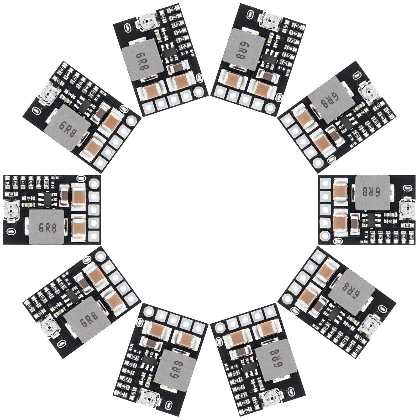 DROK DC 12V to 5V Buck Converter 10pcs Mini Voltage Regulator Board Step Down Power Supply Stabilizer Module 3A Adjustable Output