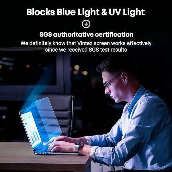 VINTEZ "VINTEZ 15.6" Blue Light Blocking Screen Protector - Anti-UV Eye Filter for Laptops & Monitors" - View 7 of 11