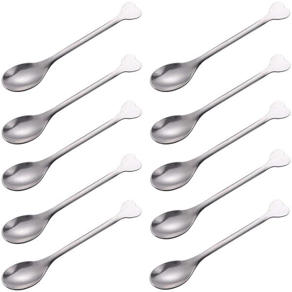 Goeielewe Goeielewe Mini Dessert Spoons Set of 10 - Stainless Steel Heart-Shaped Demitasse Spoons for Espresso, Tea & Appetizers
