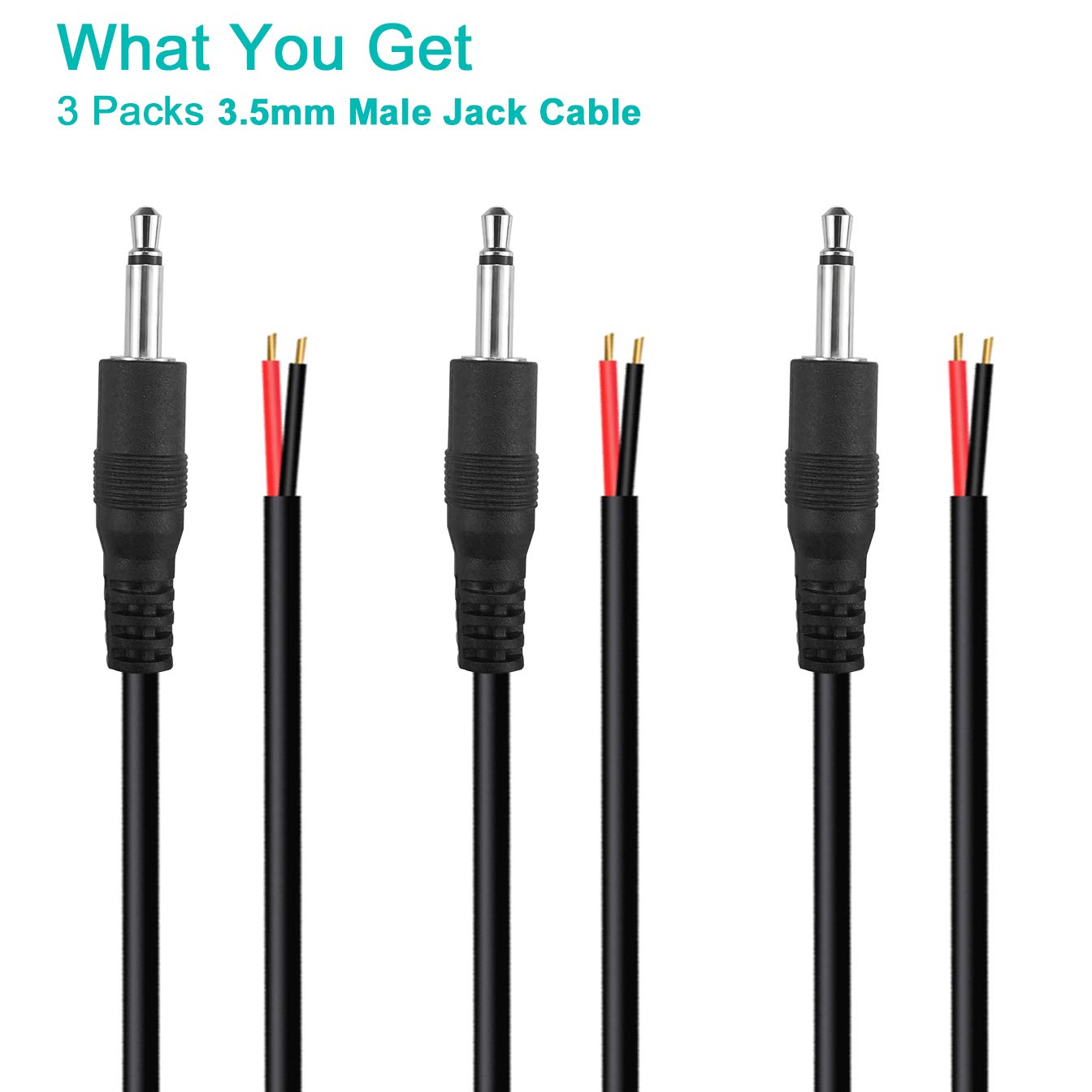 SIOCEN 3 Pack 6 ft 3.5mm Male Plug to Bare Wire Audio Cable Repair Connector - View 5 of 5