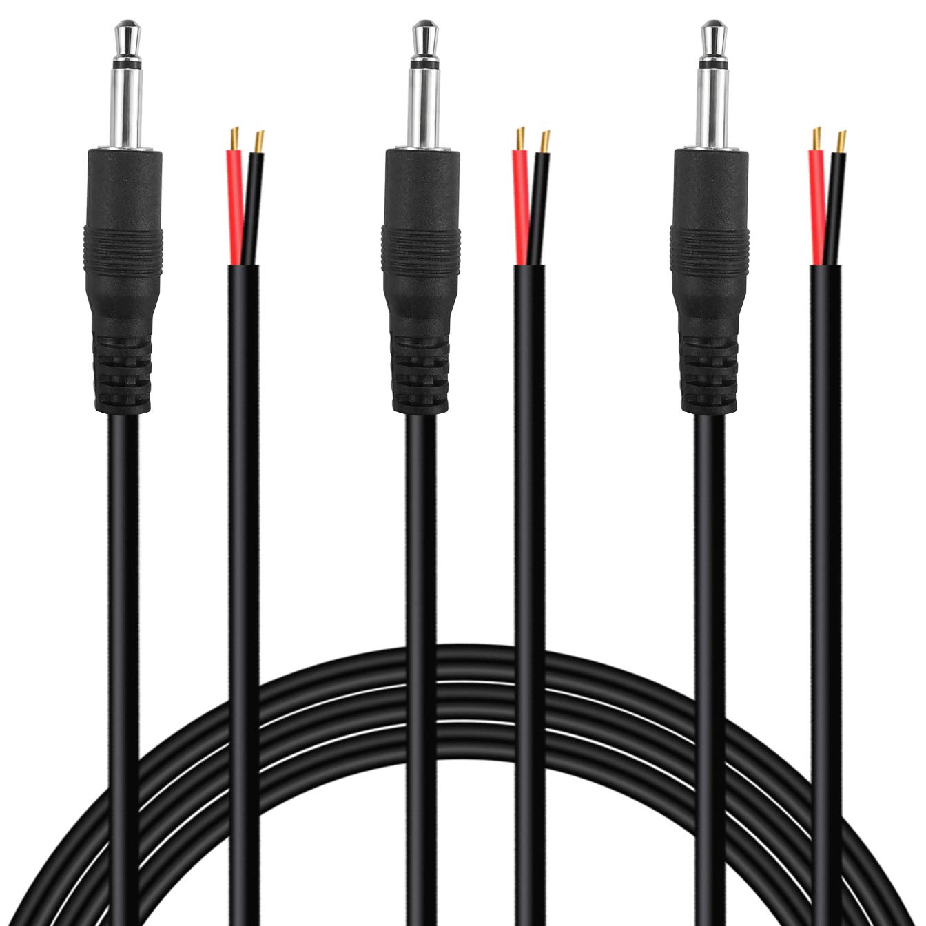 SIOCEN 3 Pack 6 ft 3.5mm Male Plug to Bare Wire Audio Cable Repair Connector