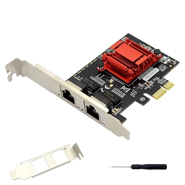 GINTOOYUN Dual Port Gigabit Ethernet PCI-E x1 Card with 82575EB Chipset for Desktops & Servers - Low Profile RJ45 Adapter