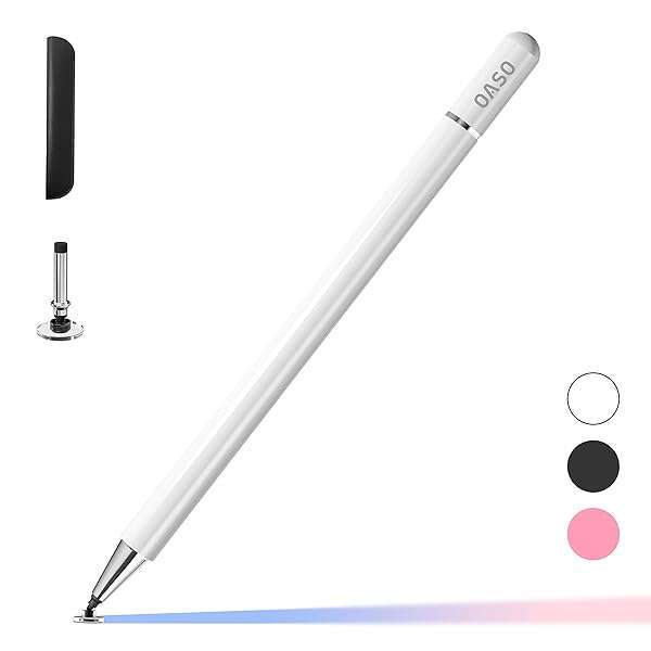 OASO OASO Stylus Pen for iPad & Touch Screens - Disc Tip, Magnet Cap, Compatible with iPhone, Samsung Galaxy, Fire HD & More