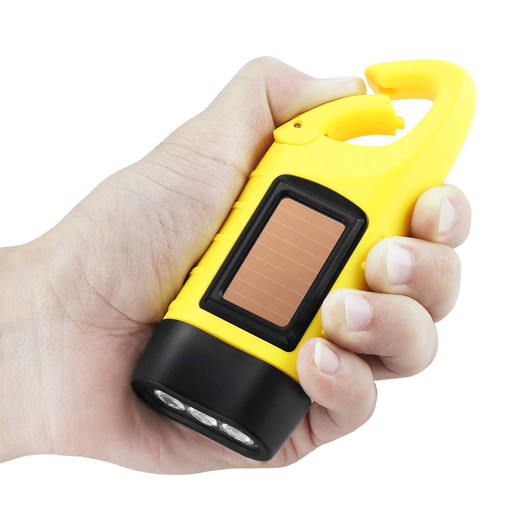 Simpeak 2-Pack Hand Crank Solar Emergency LED Flashlight Survival Torch for Outdoor Sports Yellow - View 4 of 9