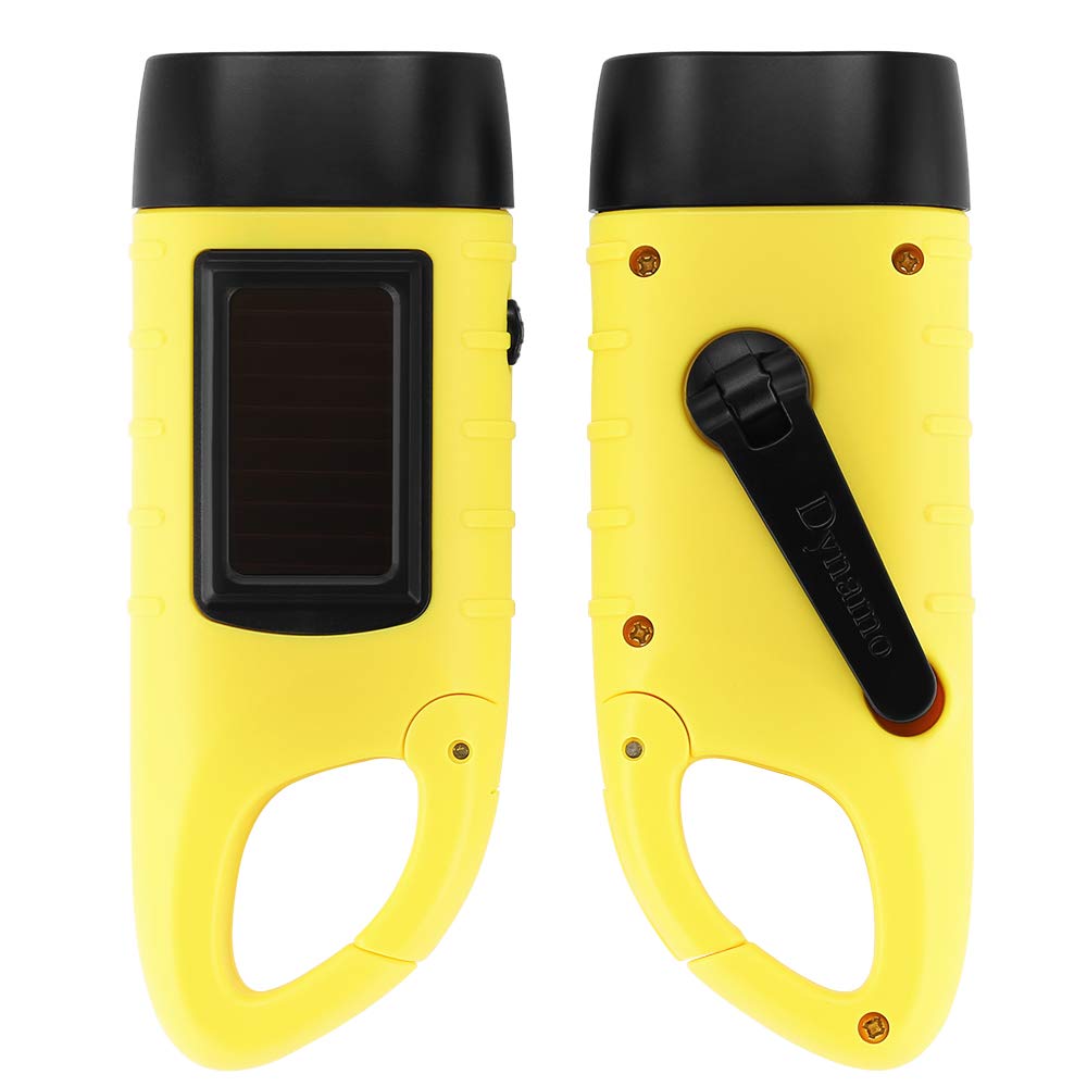 Simpeak 2-Pack Hand Crank Solar Emergency LED Flashlight Survival Torch for Outdoor Sports Yellow - View 6 of 9